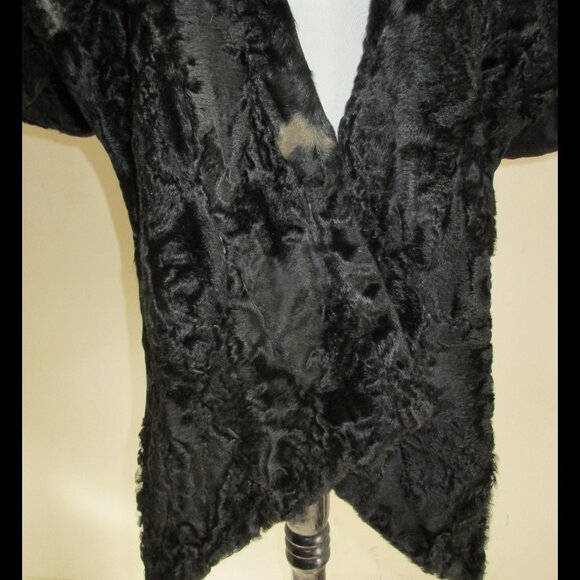 Vintage 1940's Black Broadtail-Persian Lamb Fur Stole Cape - Picture 9 of 15